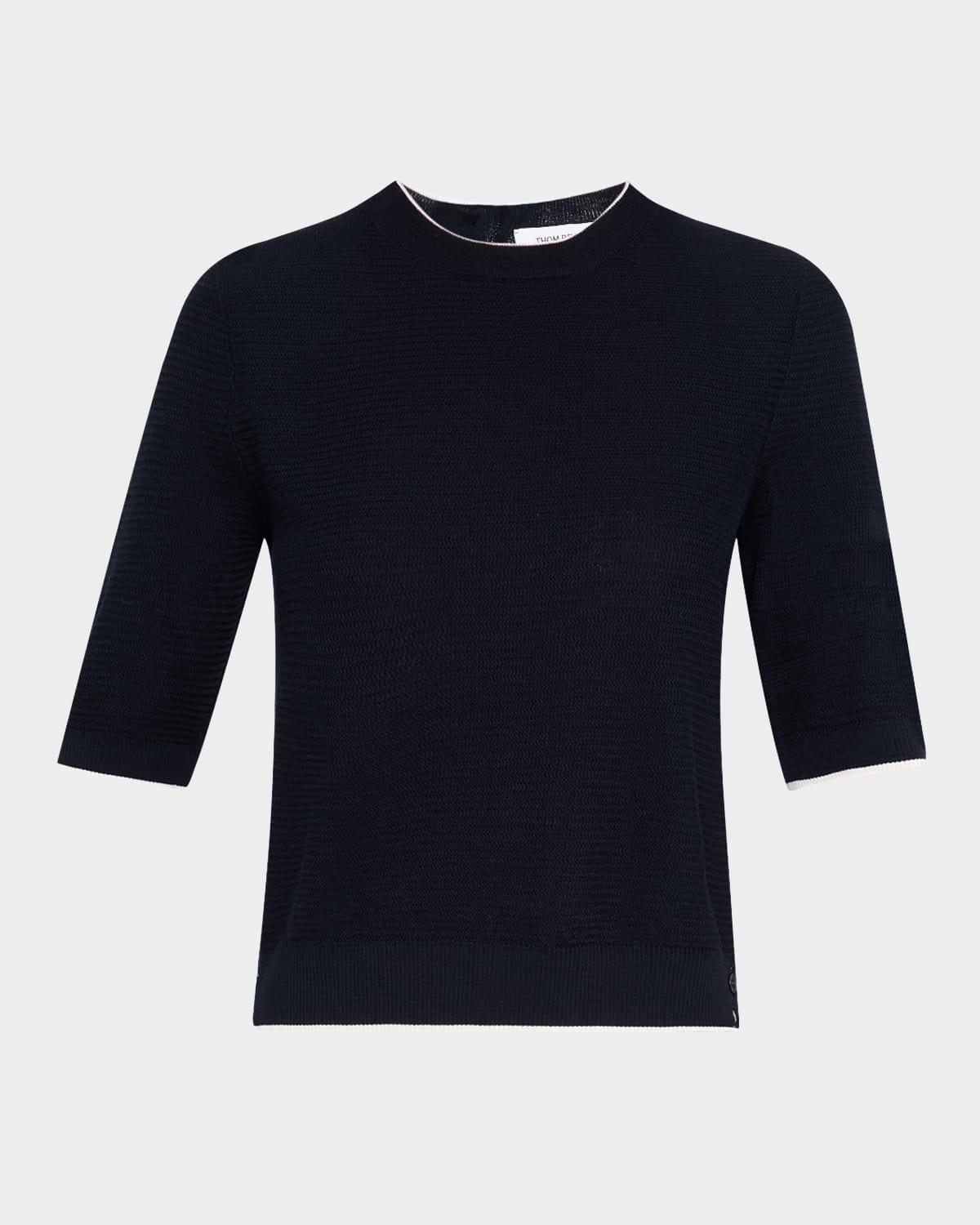 textured stitch short-sleeve sweater