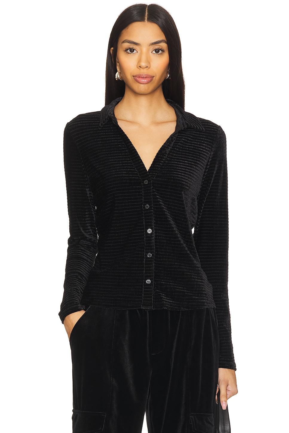 textured velvet button up top