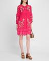 teyros scalloped floral-embroidered mini dress