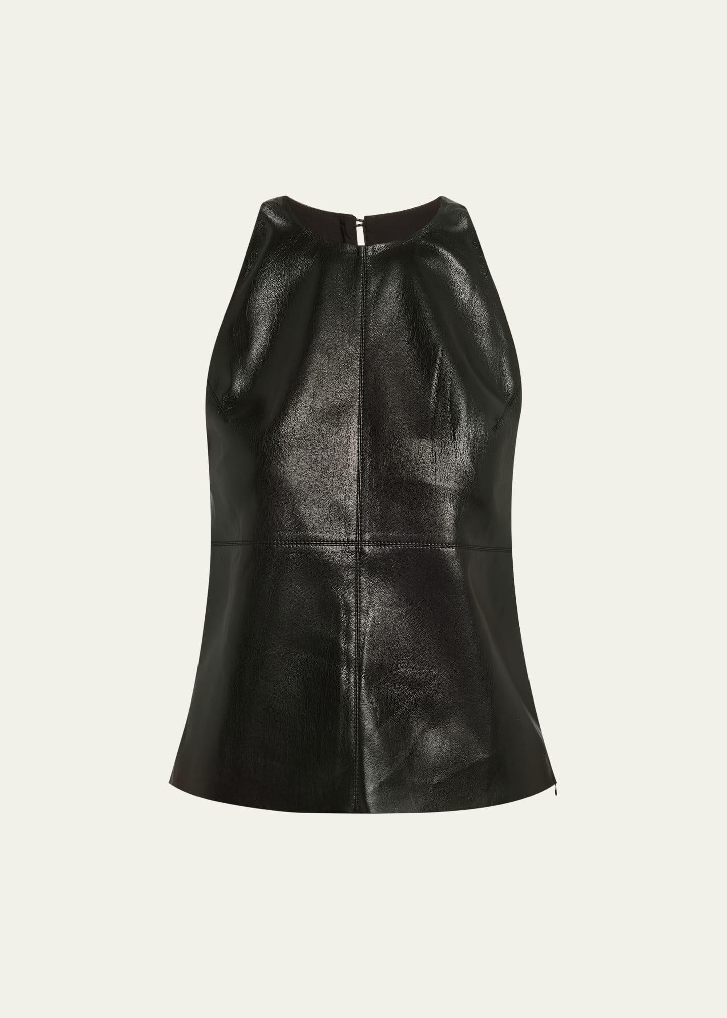 teza sleeveless alt-leather top