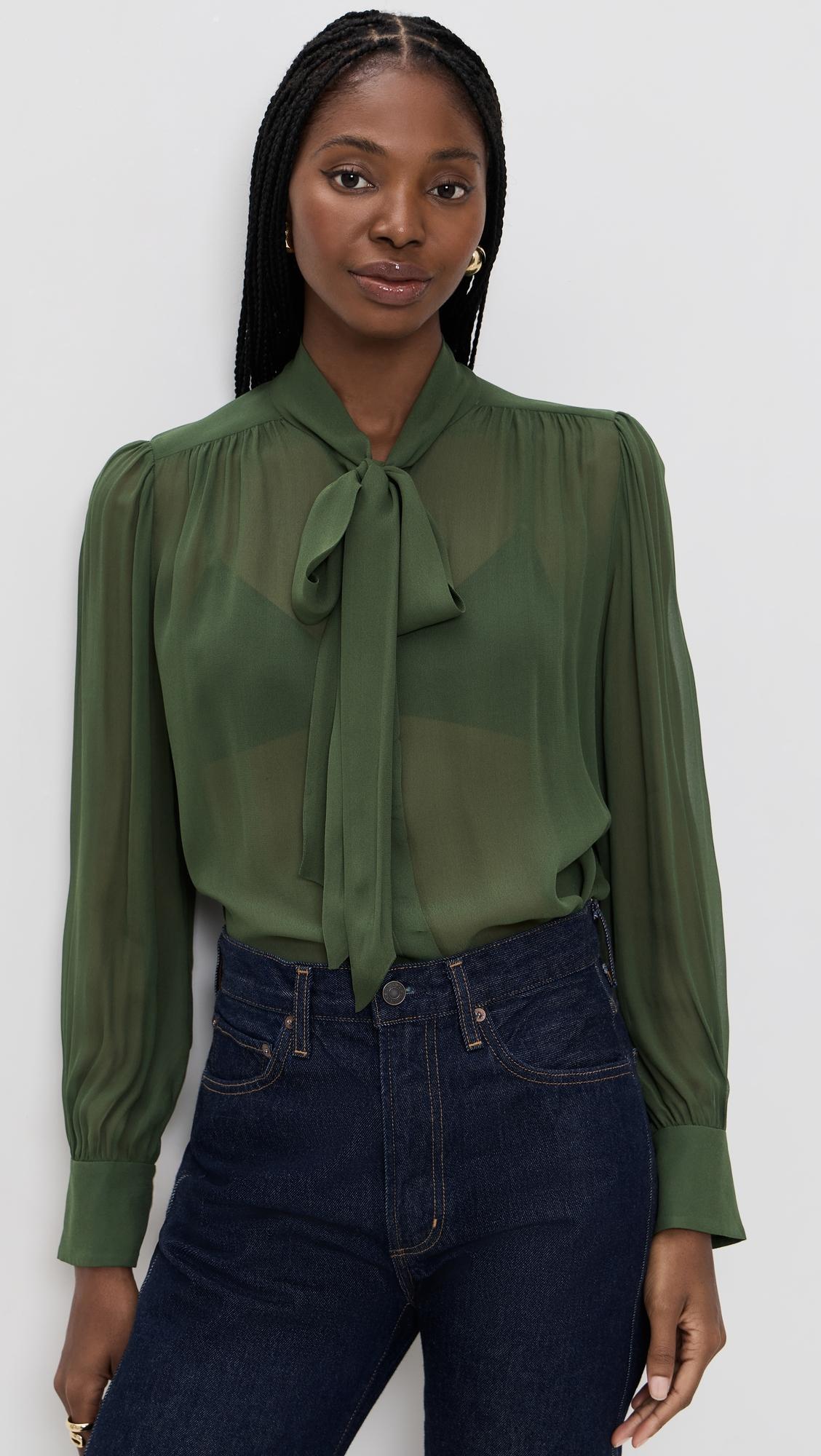thayer tie neck slouchy blouse
