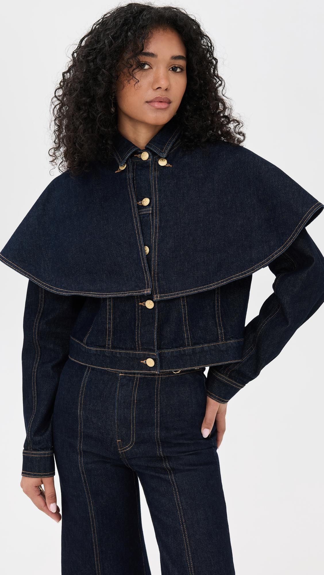 the agata denim cape jacket