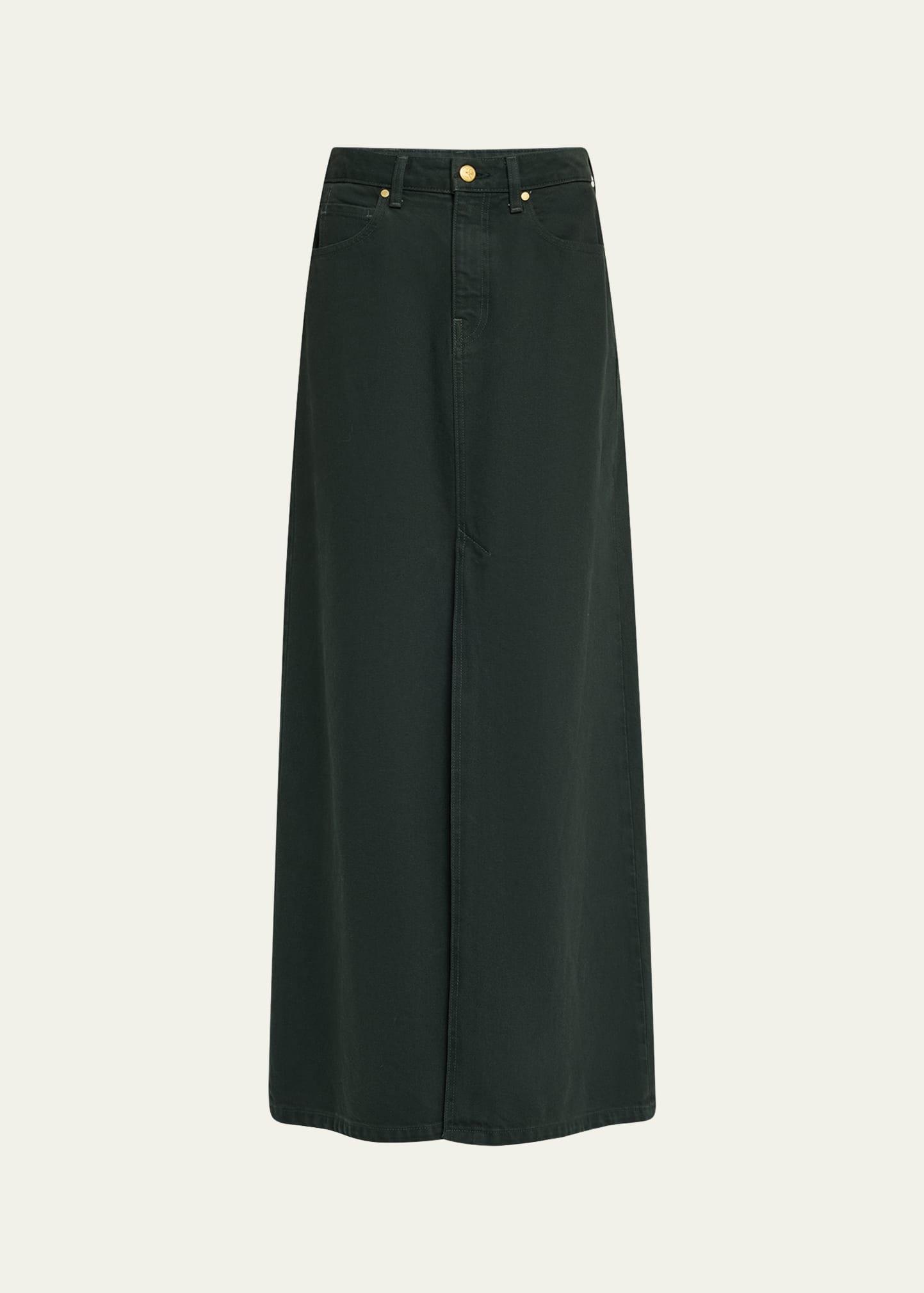 the anais denim mid-rise maxi skirt
