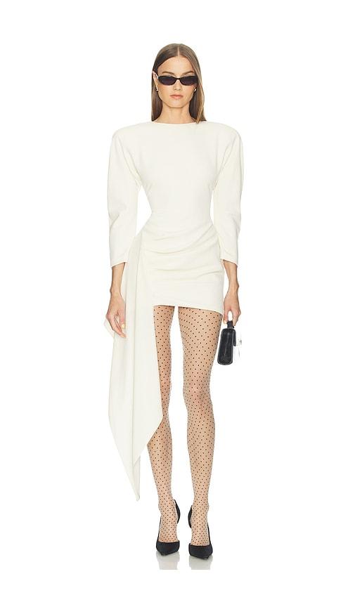 the andamane amanda ruched mini dress in cream.