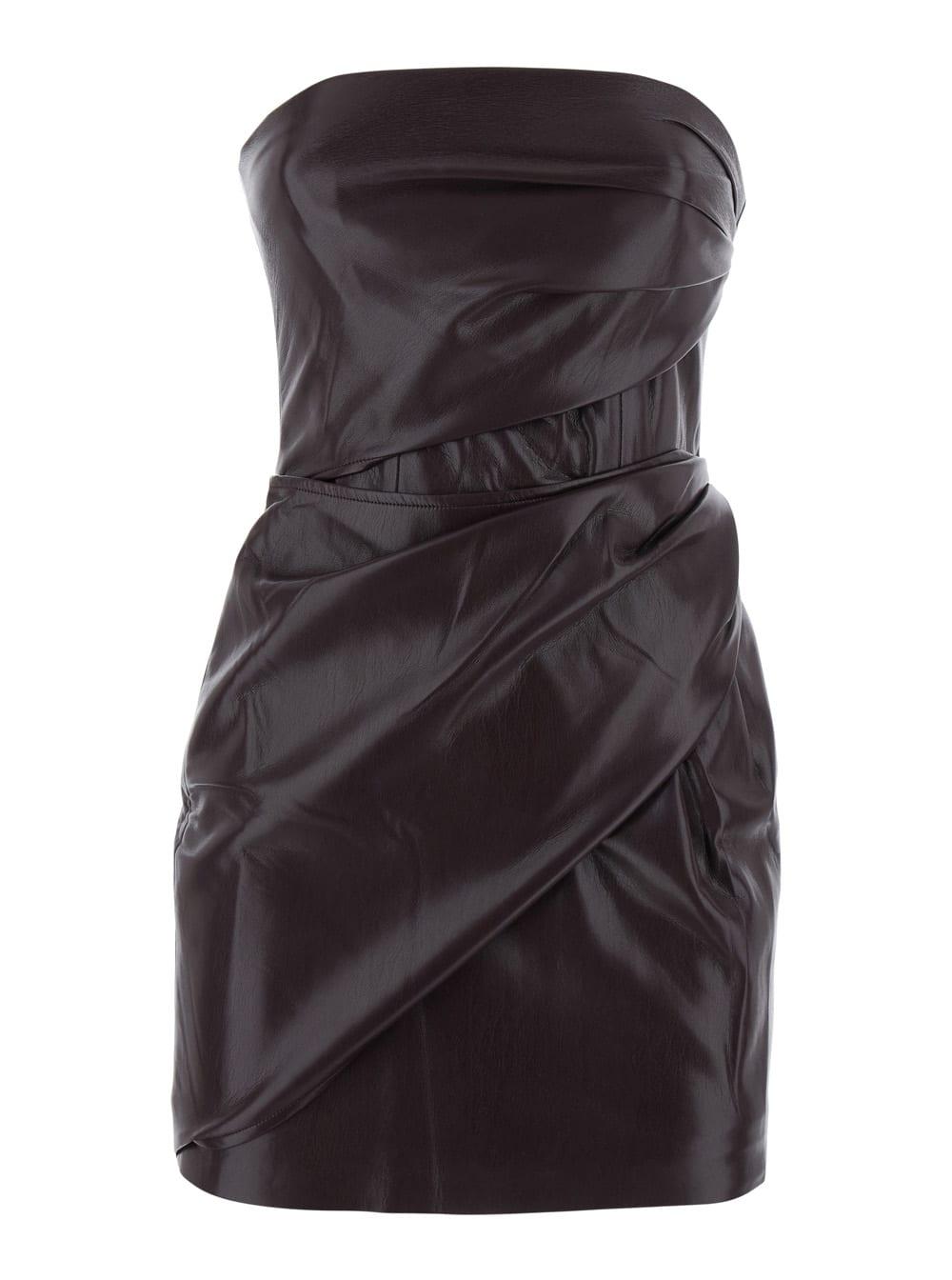 the andamane bordeaux dress with with all-over drapes in tech fabric woman