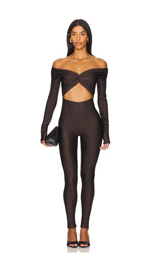 the andamane kendall jumpsuit in brown.
