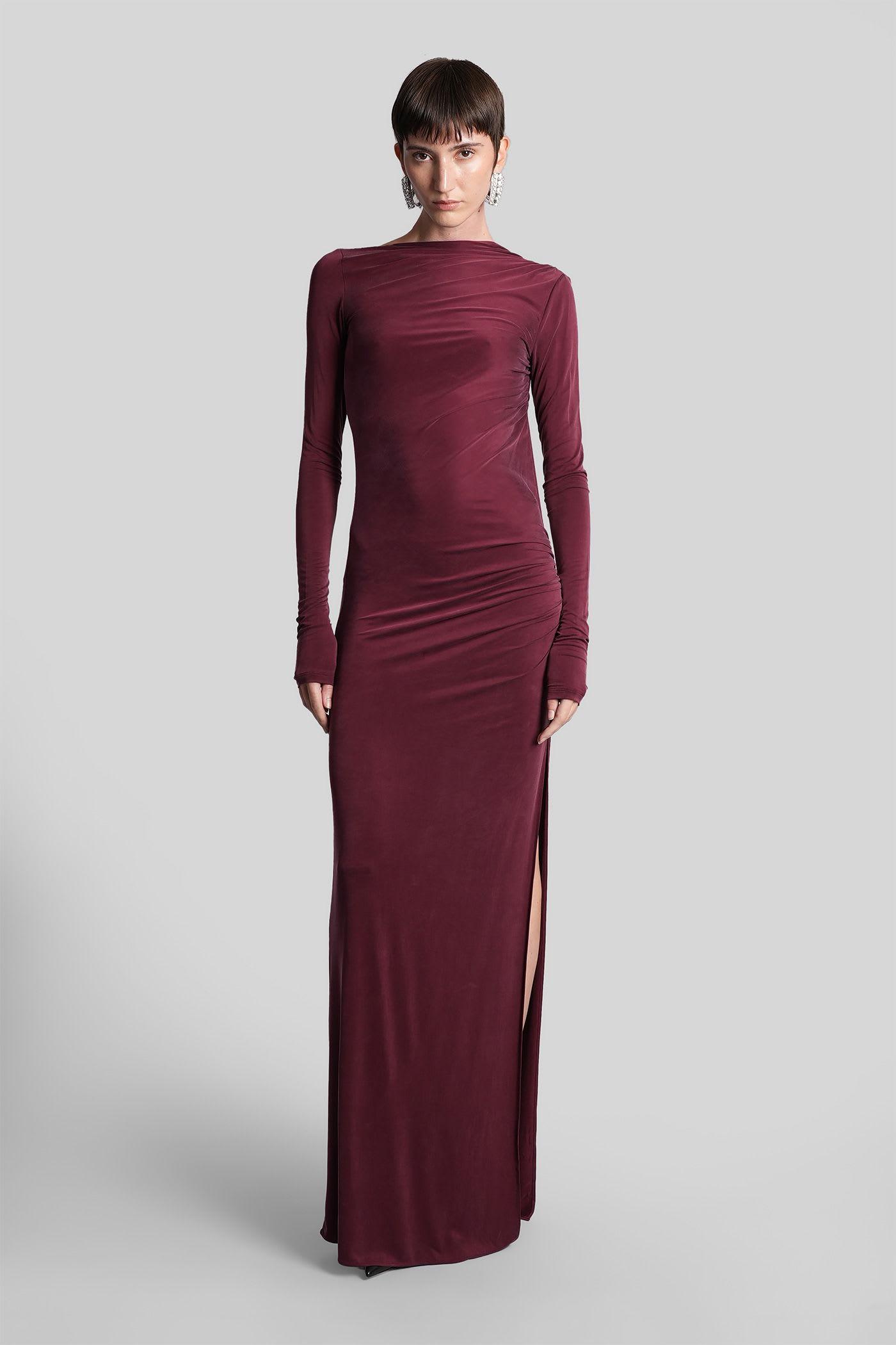 the andamane sophie maxi long dress in bordeaux polyamide polyester