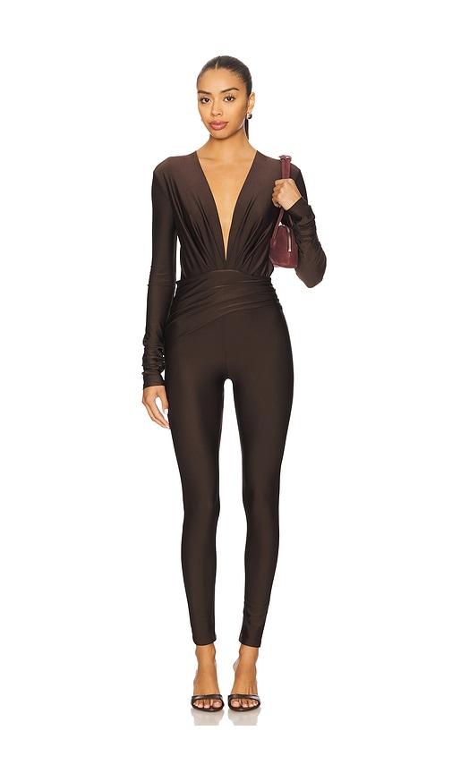 the andamane zelda jumpsuit in chocolate.