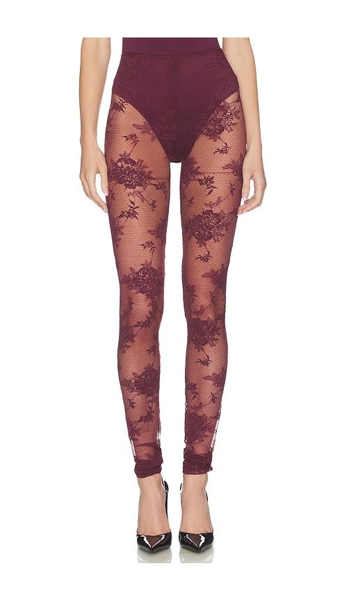 the andamane zillah lace leggings in burgundy.