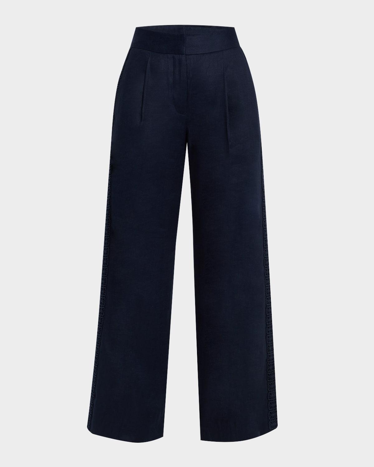 the aster lace-trim linen pants