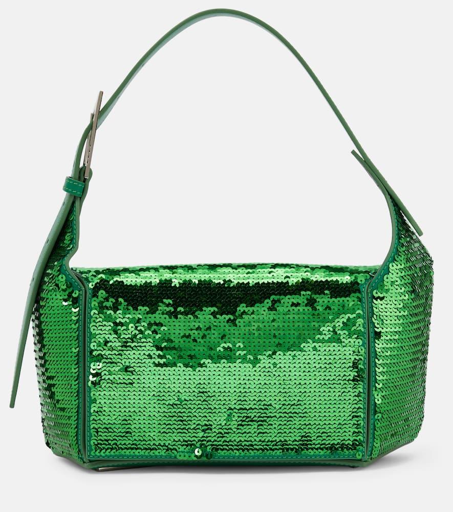 the attico 7/7 sequined leather shoulder bag