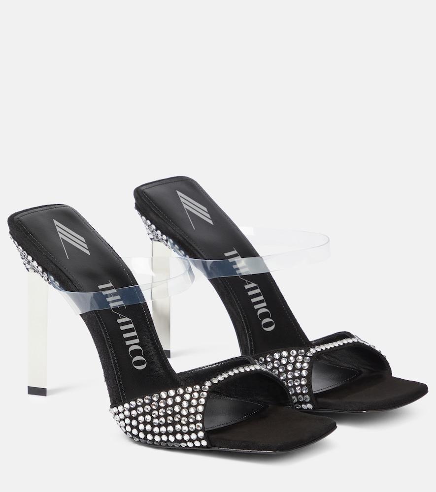 the attico adele embellished suede and pvc sandals