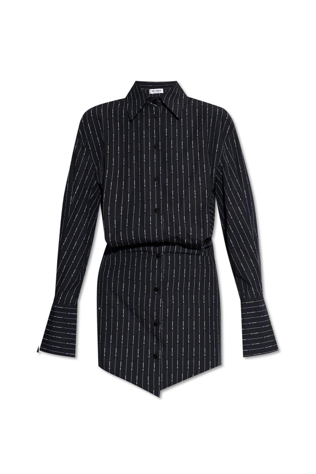 the attico allover logo-printed mini shirt dress