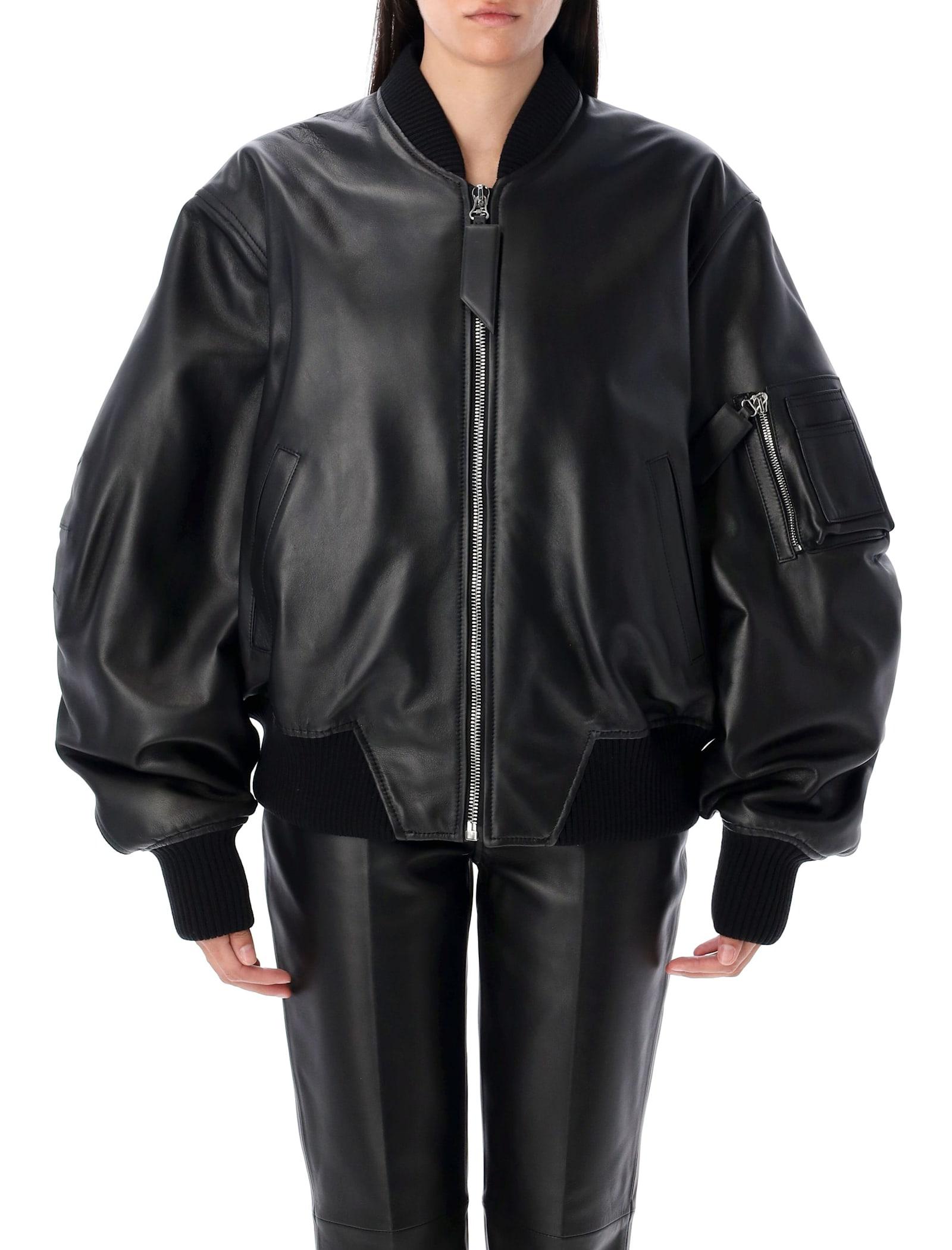 the attico anja leather bomber jacket