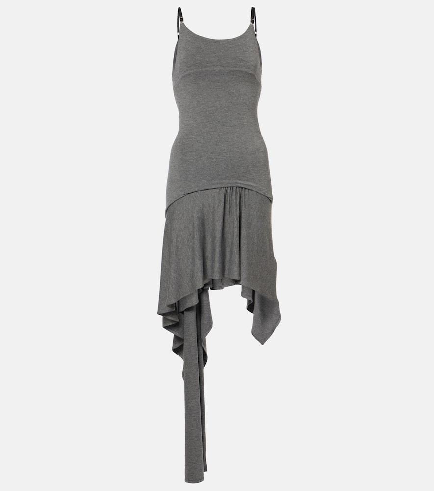 the attico asymmetric jersey minidress