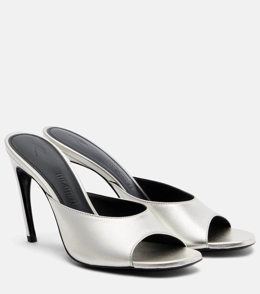 the attico betta 95 metallic leather mules