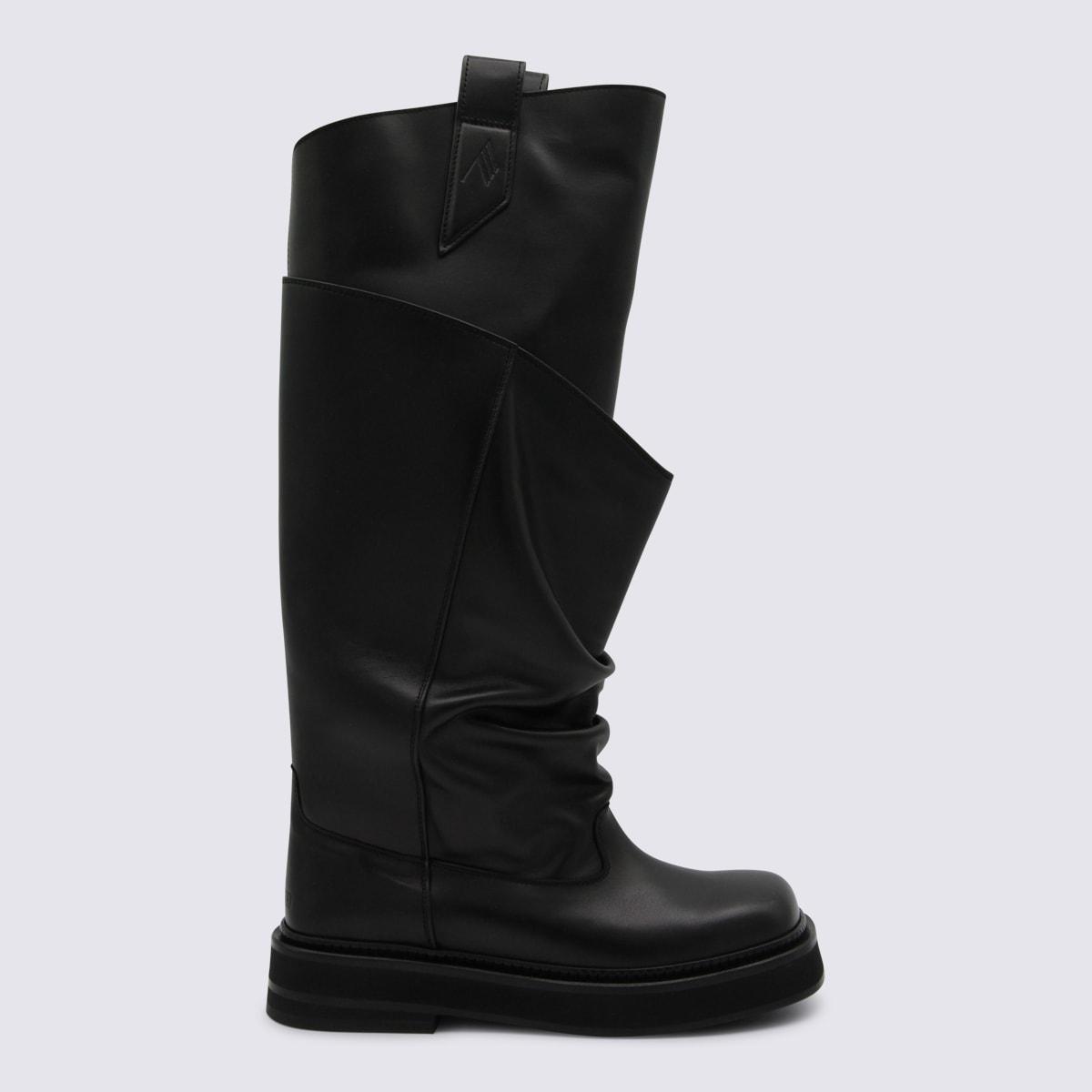 the attico black leather boots