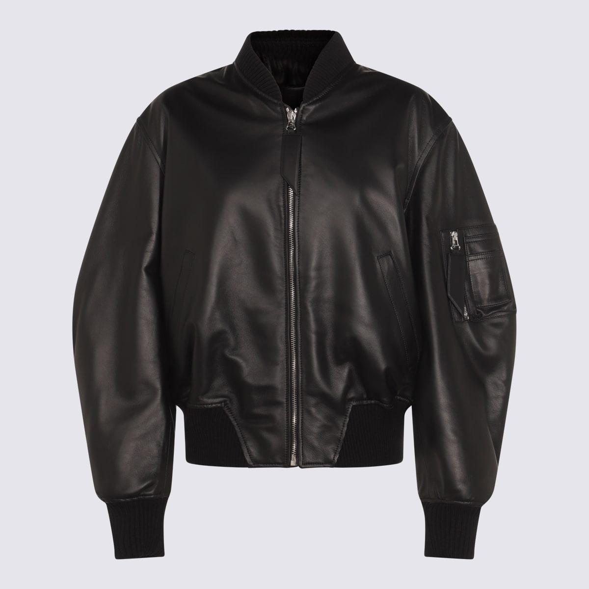 the attico black leather jacket