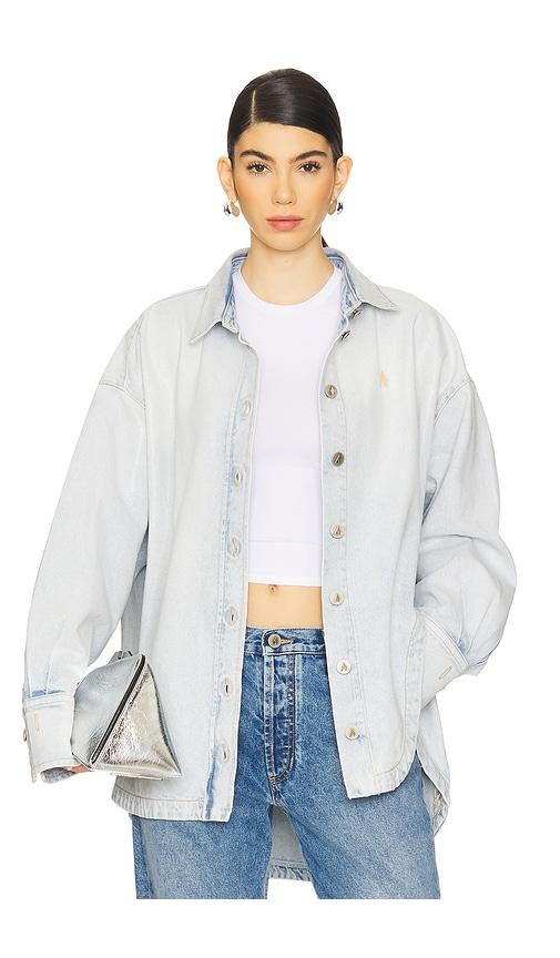 the attico blouson top in blue.