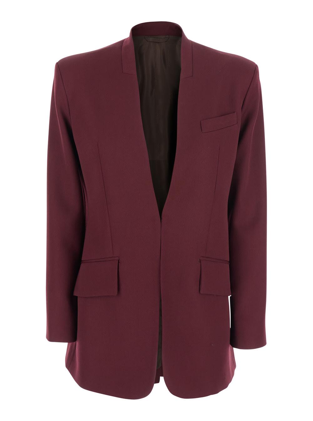 the attico bordeaux jacket with deep neckline and straps in wool woman