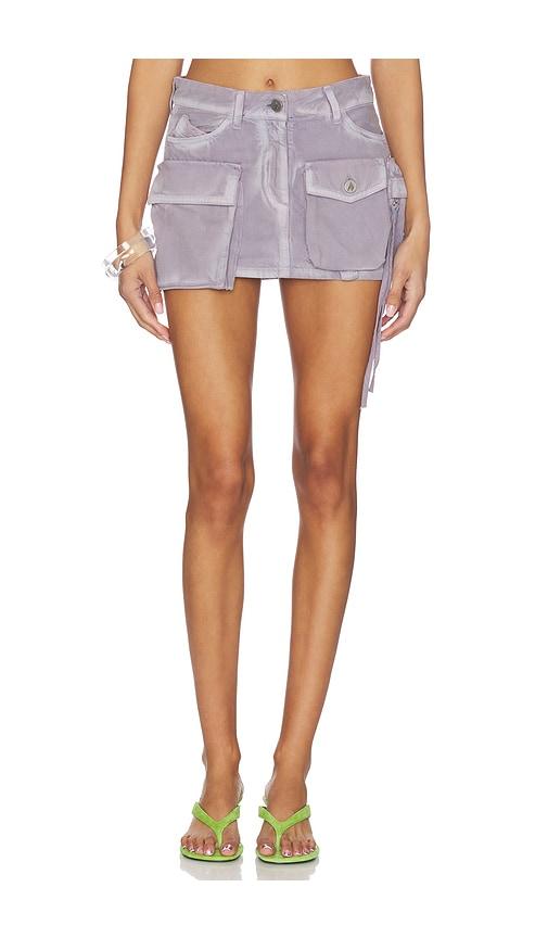 the attico cargo mini skirt in mauve.
