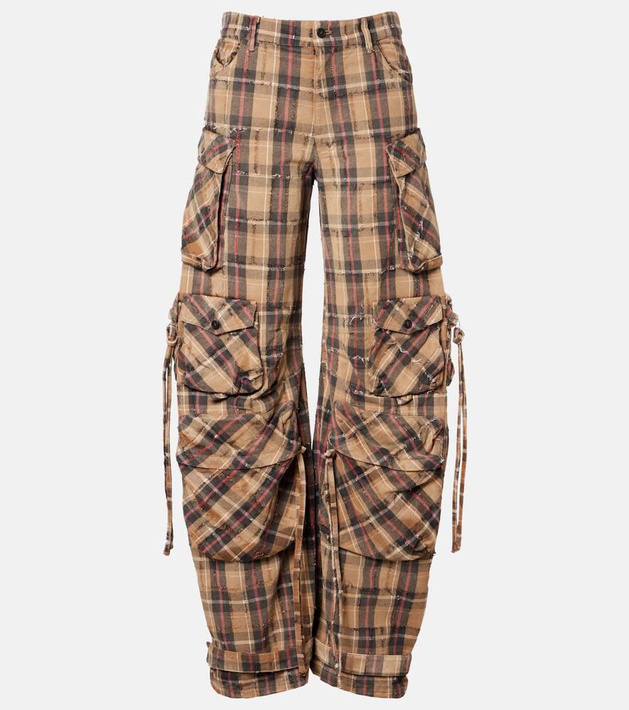 the attico checked cotton flannel cargo pants