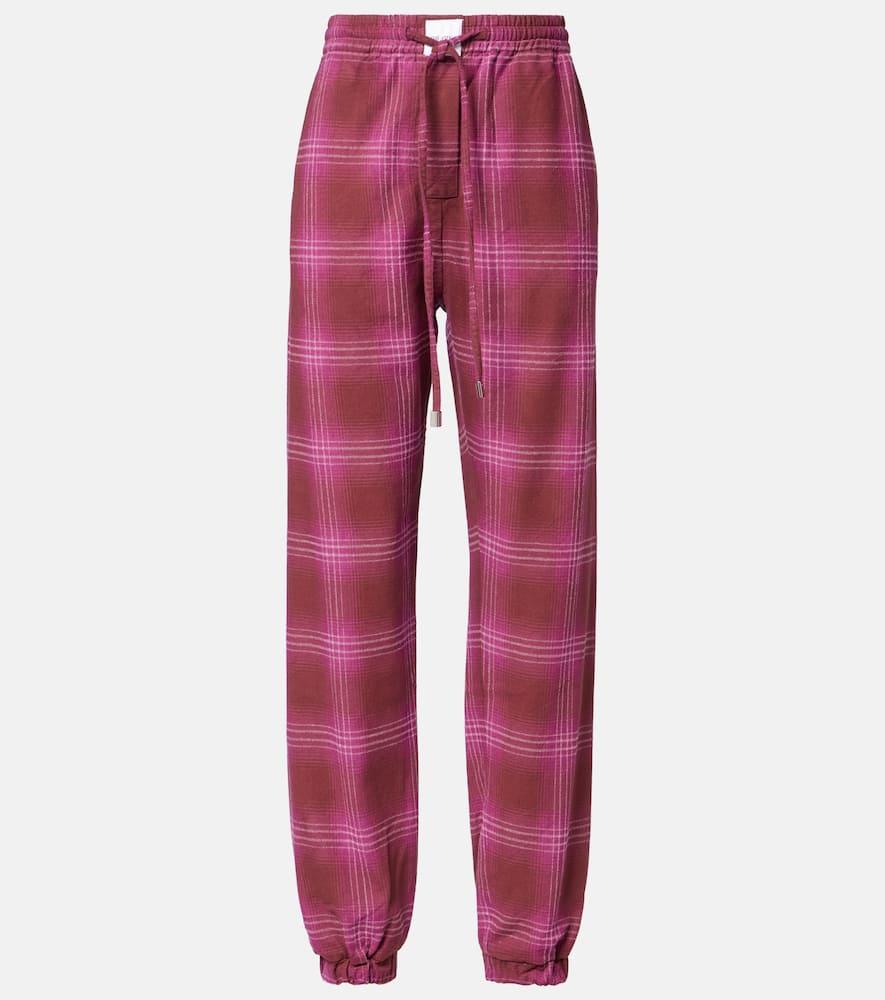 the attico checked cotton flannel sweatpants