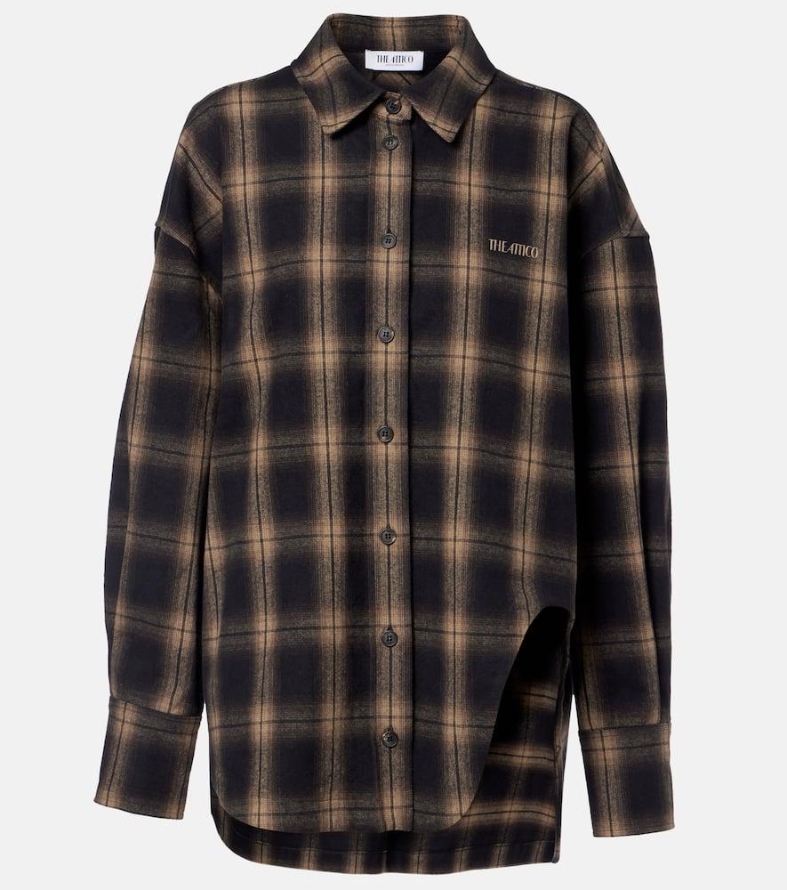 the attico checked oversized cotton flannel shirt