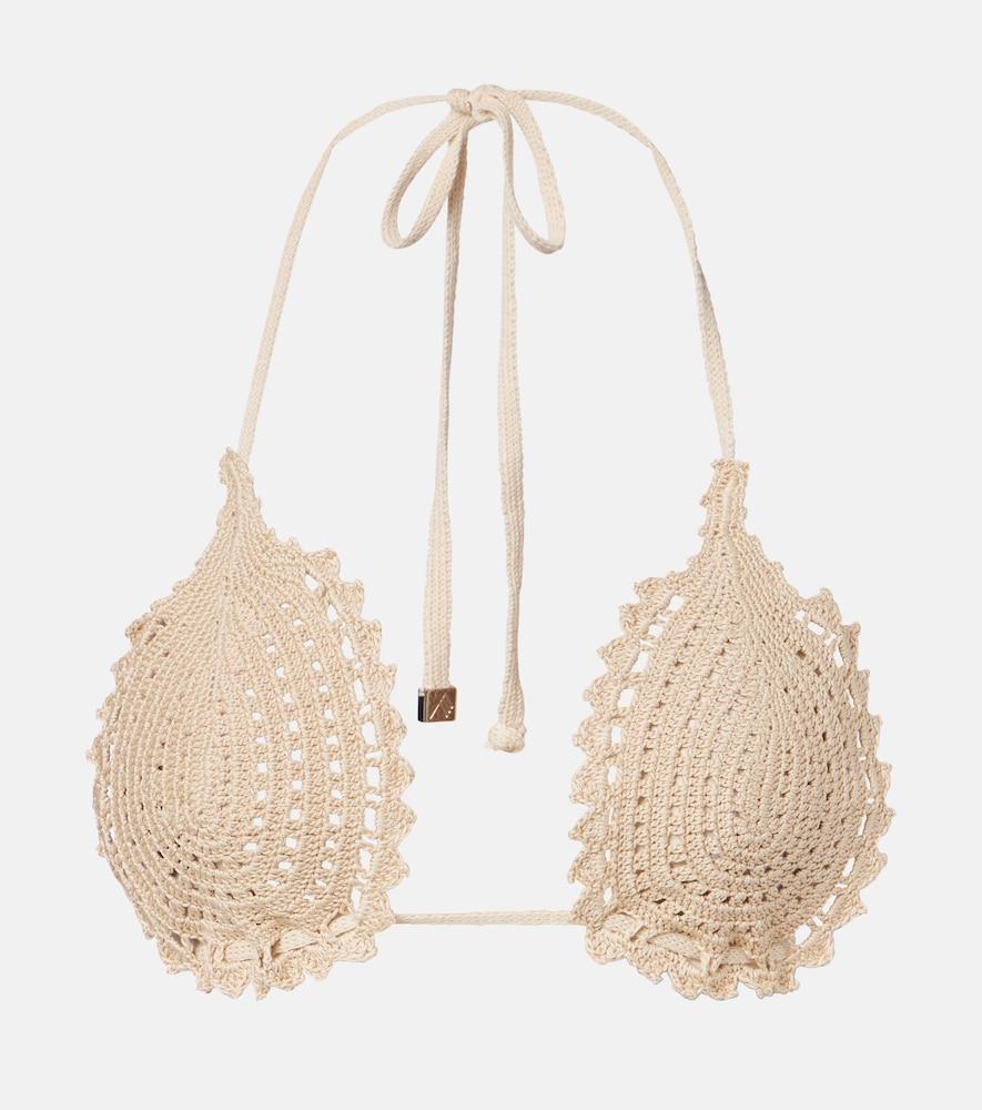 the attico crochet cotton bikini top