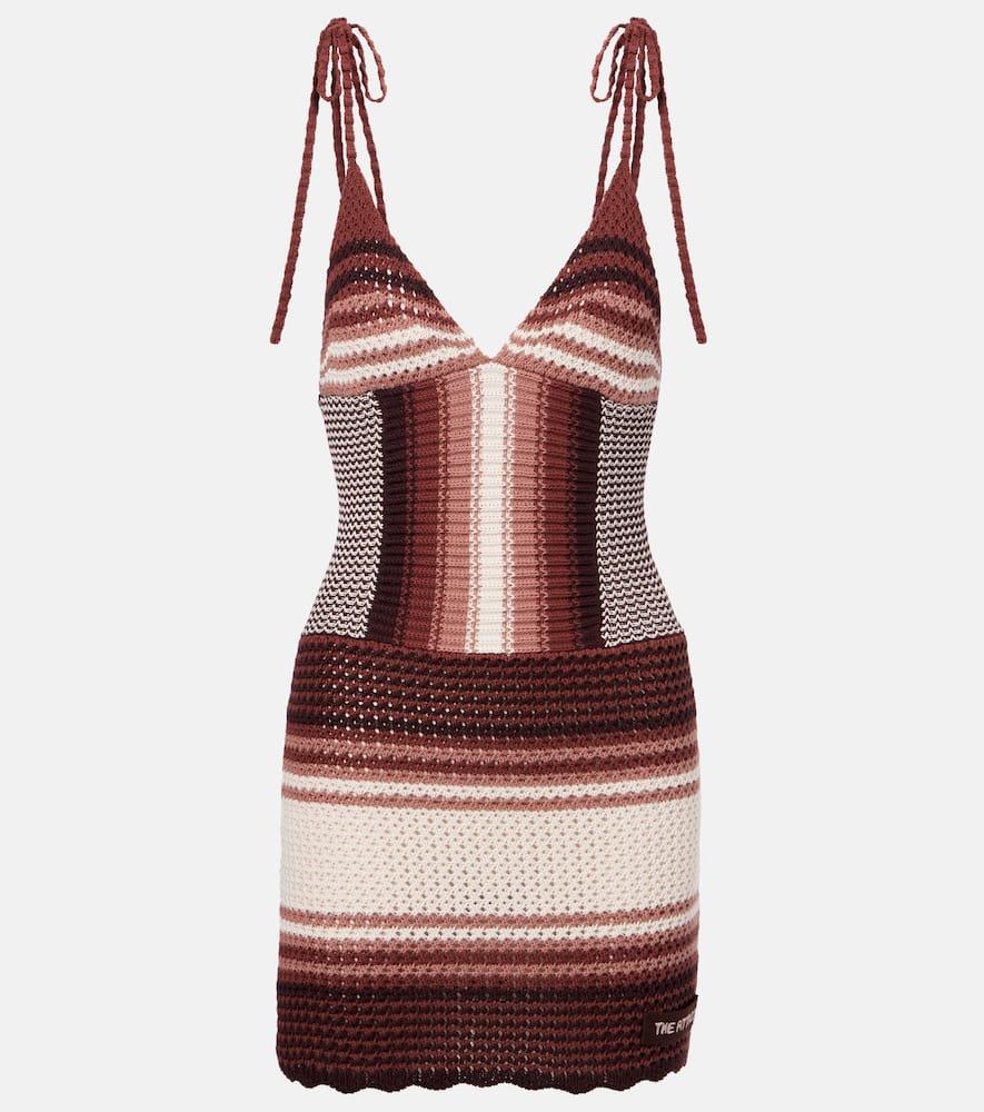 the attico crochet striped cotton minidress