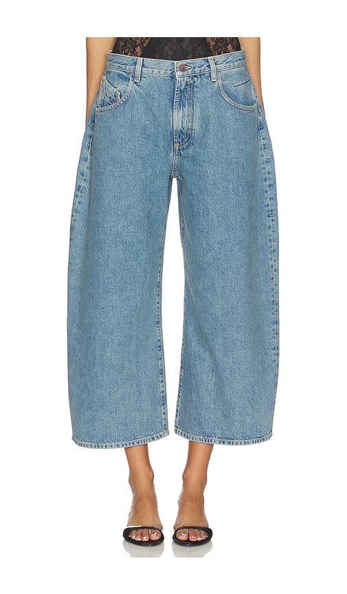 the attico curved short leg in blue.