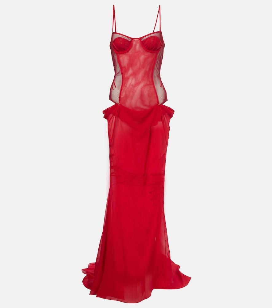 the attico cutout chiffon bustier dress