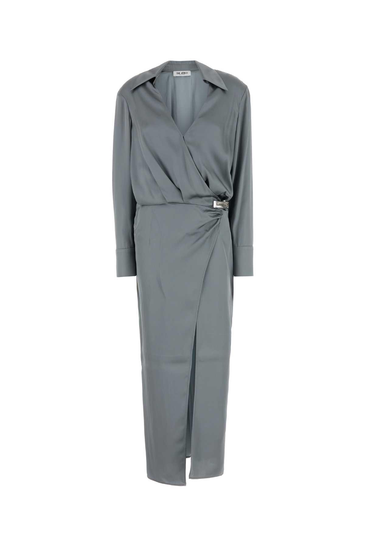 the attico dark grey satin dress