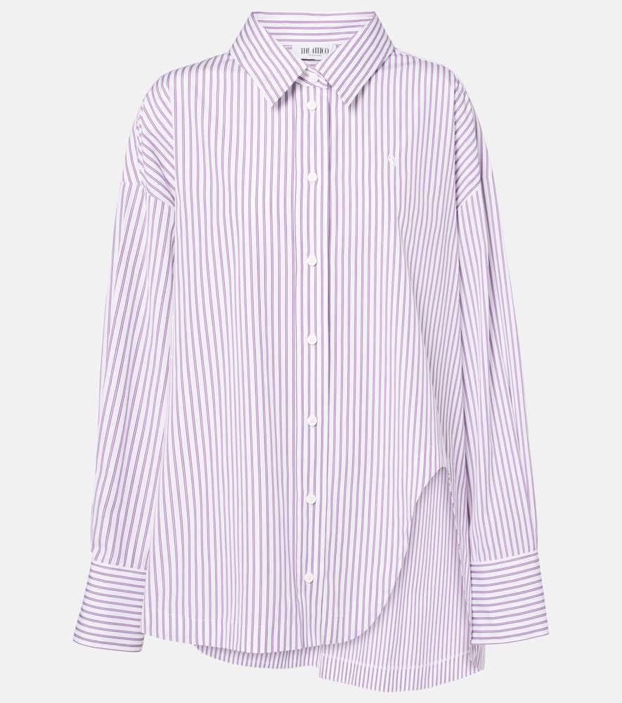 the attico diana asymmetric striped cotton shirt