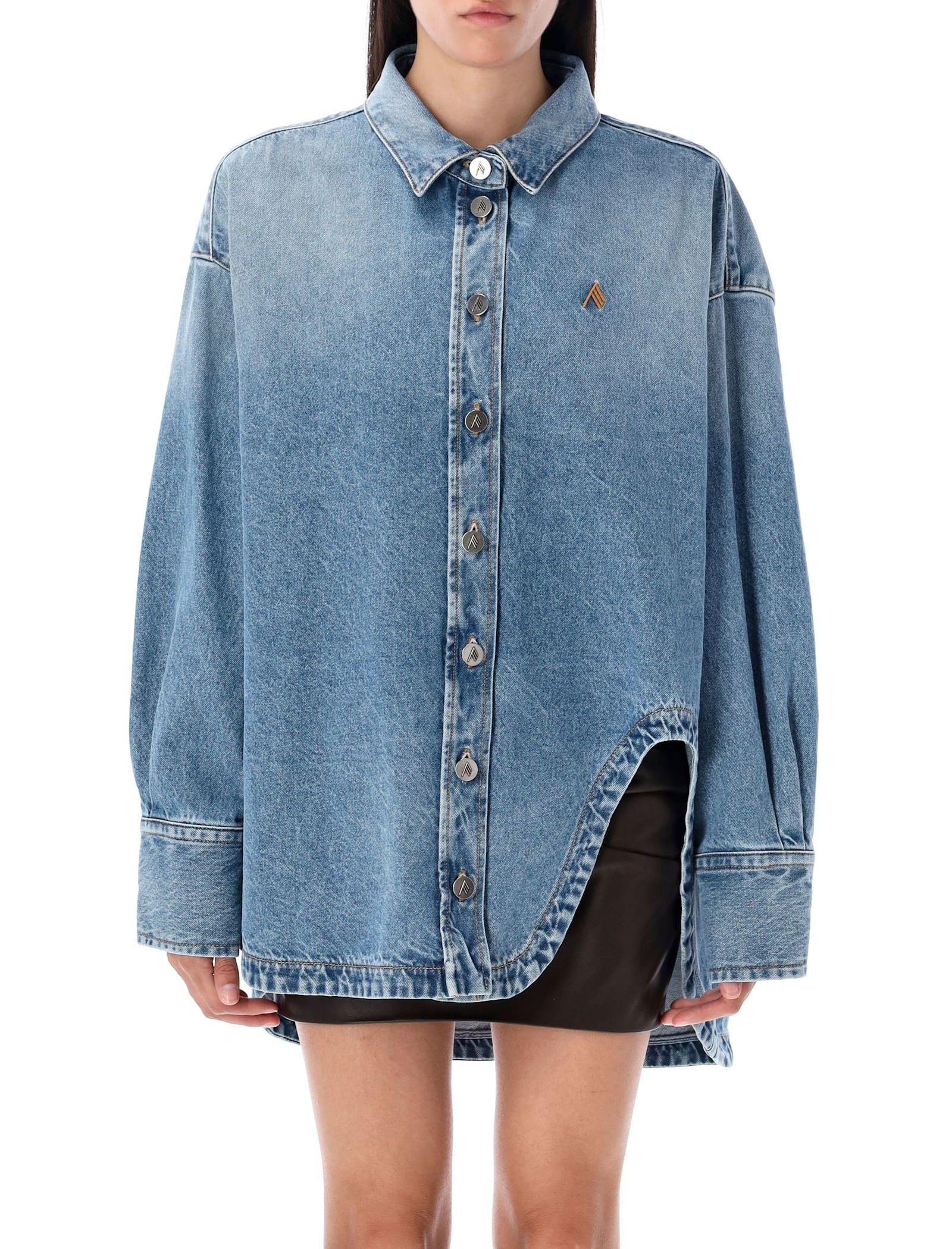 the attico diana denim shirt jacket