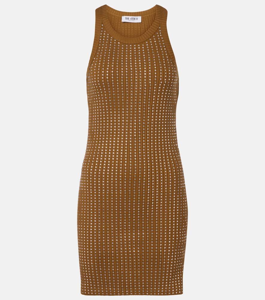 the attico embellished cotton jersey minidress