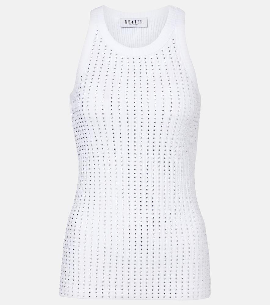 the attico embellished cotton jersey tank top