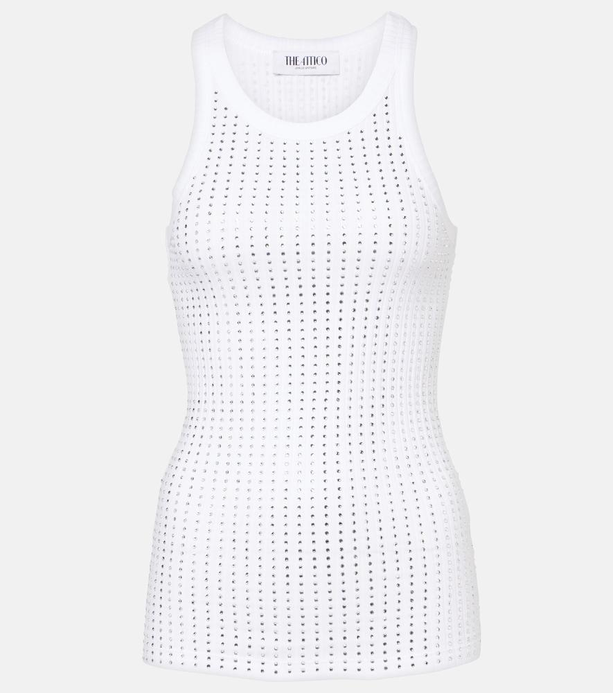 the attico embellished cotton jersey top
