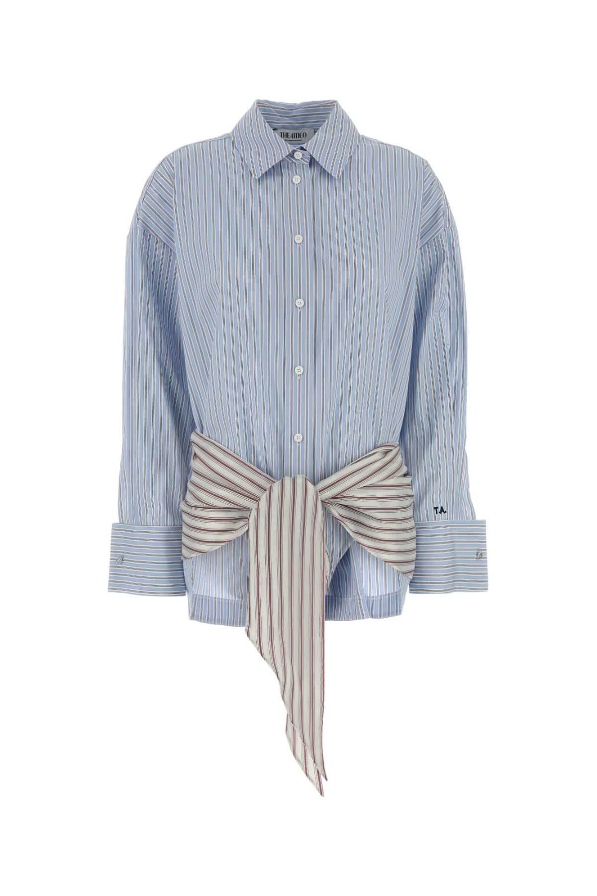 the attico embroidered poplin mini shirt dress