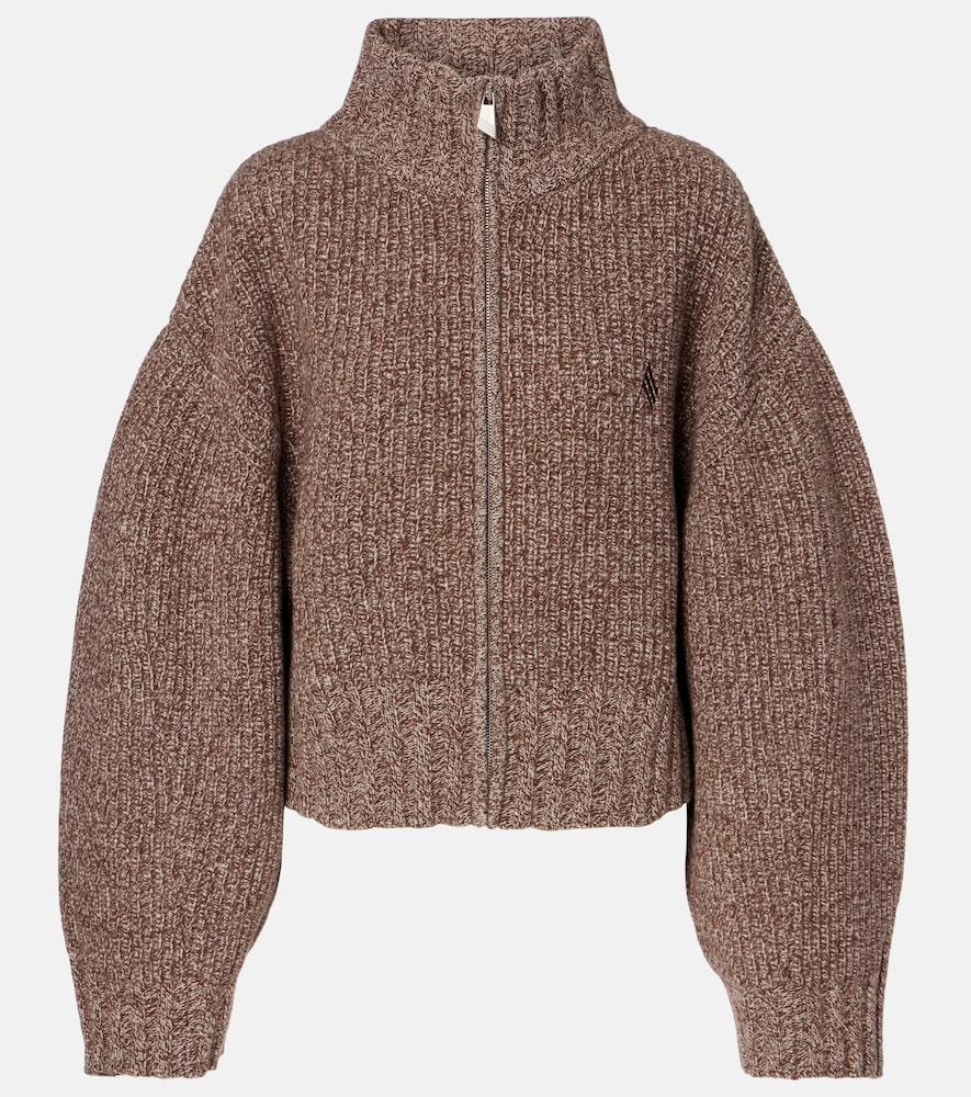 the attico embroidered wool and cashmere cardigan