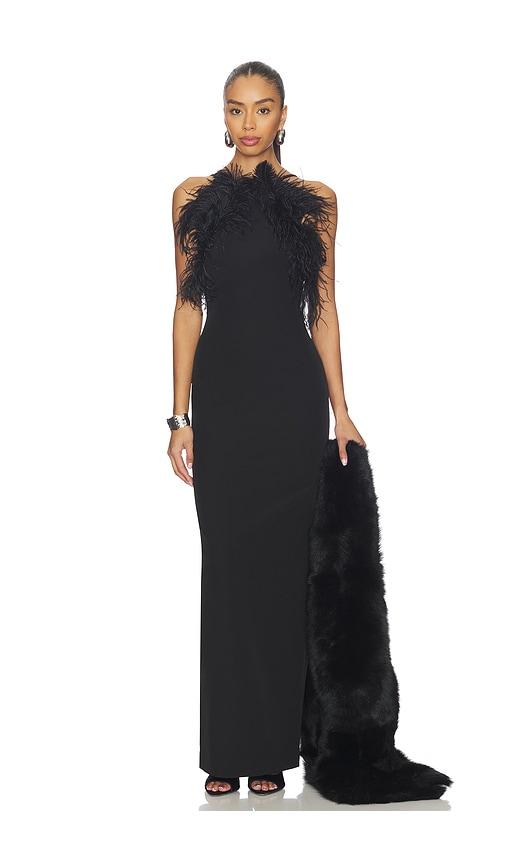 the attico feather gown in black.