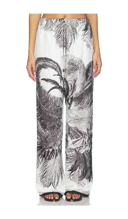 the attico feather print pant in black & white.