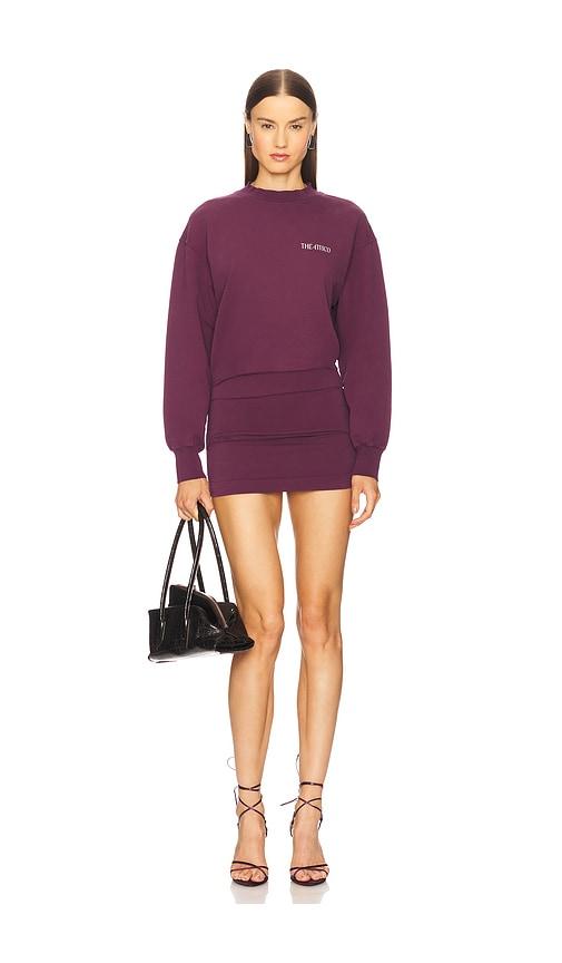 the attico fleece mini dress in burgundy.