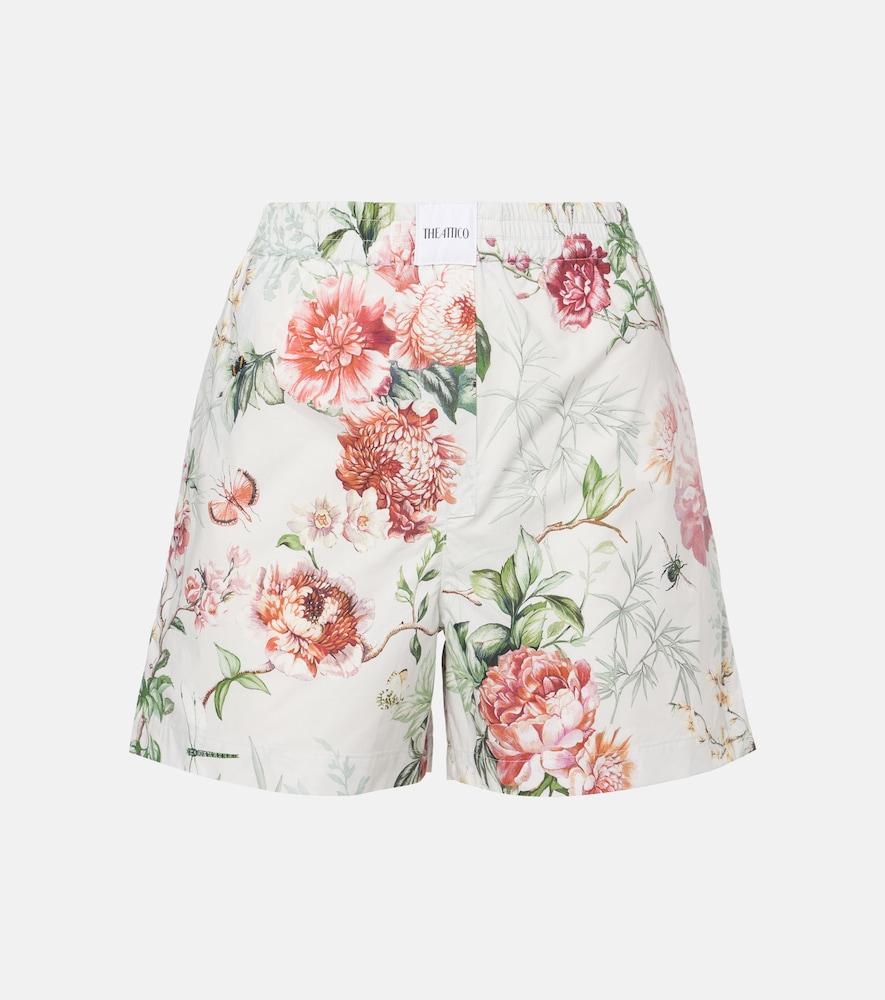the attico floral cotton poplin shorts