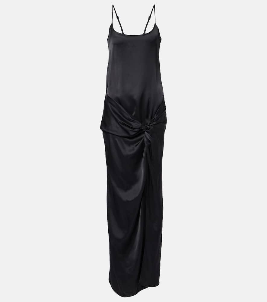 the attico gathered satin slip dress