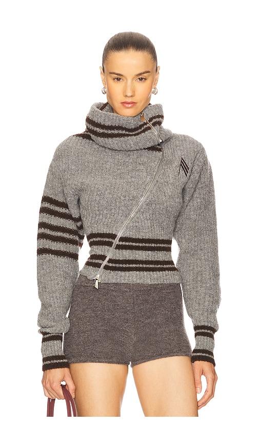 the attico geometric cardigan in grey.