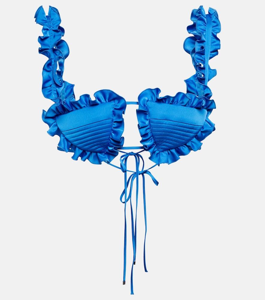 the attico glory ruffled satin bralette