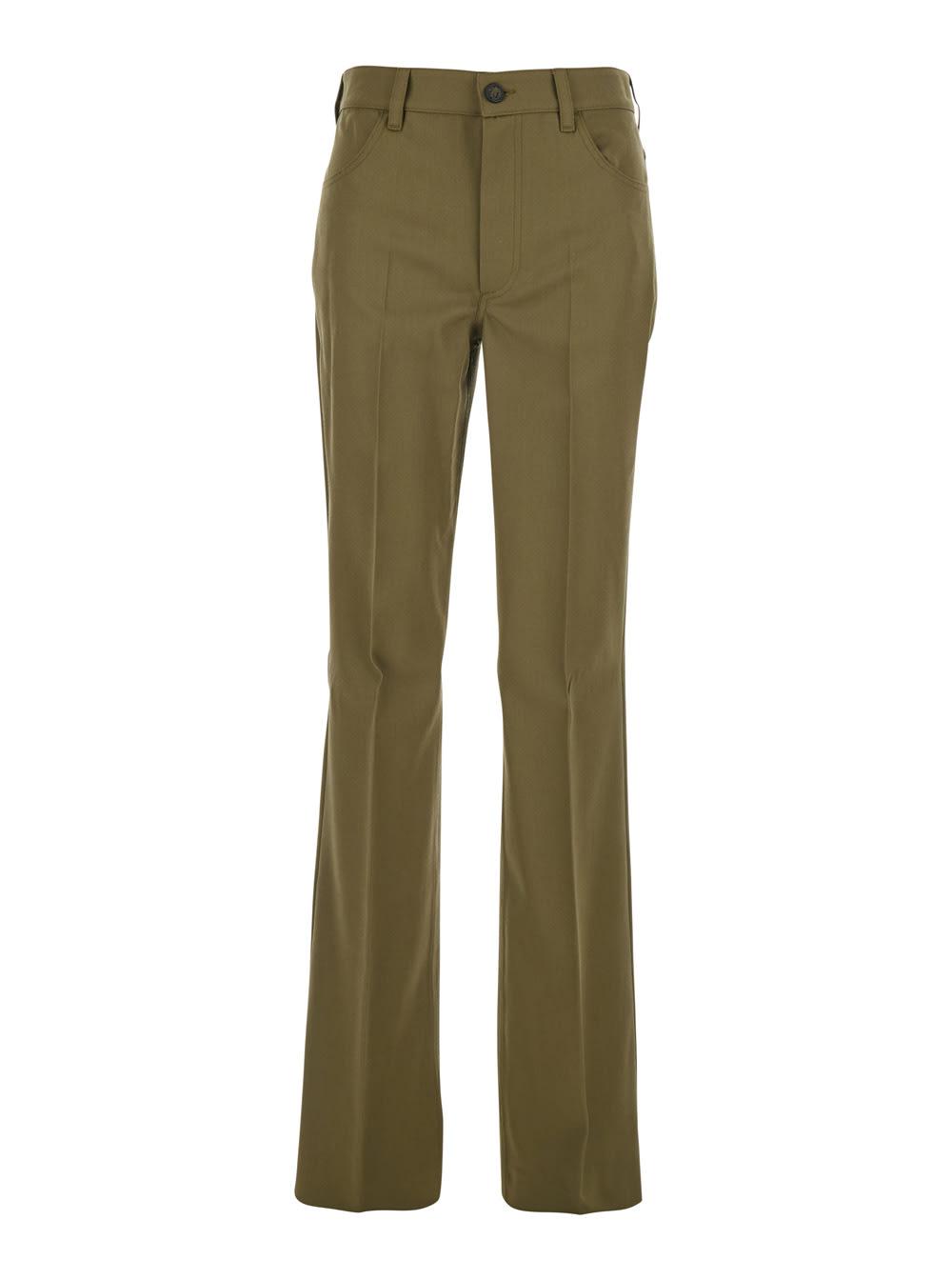 the attico green trousers with belt loops and logo on the back in fabric woman
