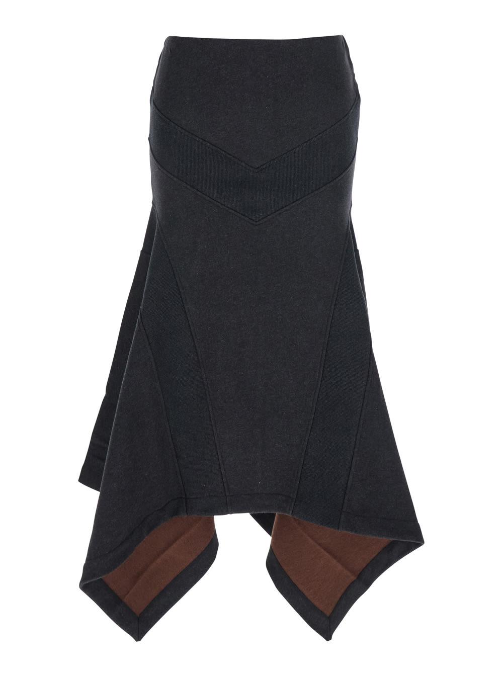 the attico grey midi skirt with logo lettering and handkerchief hem in cotton woman