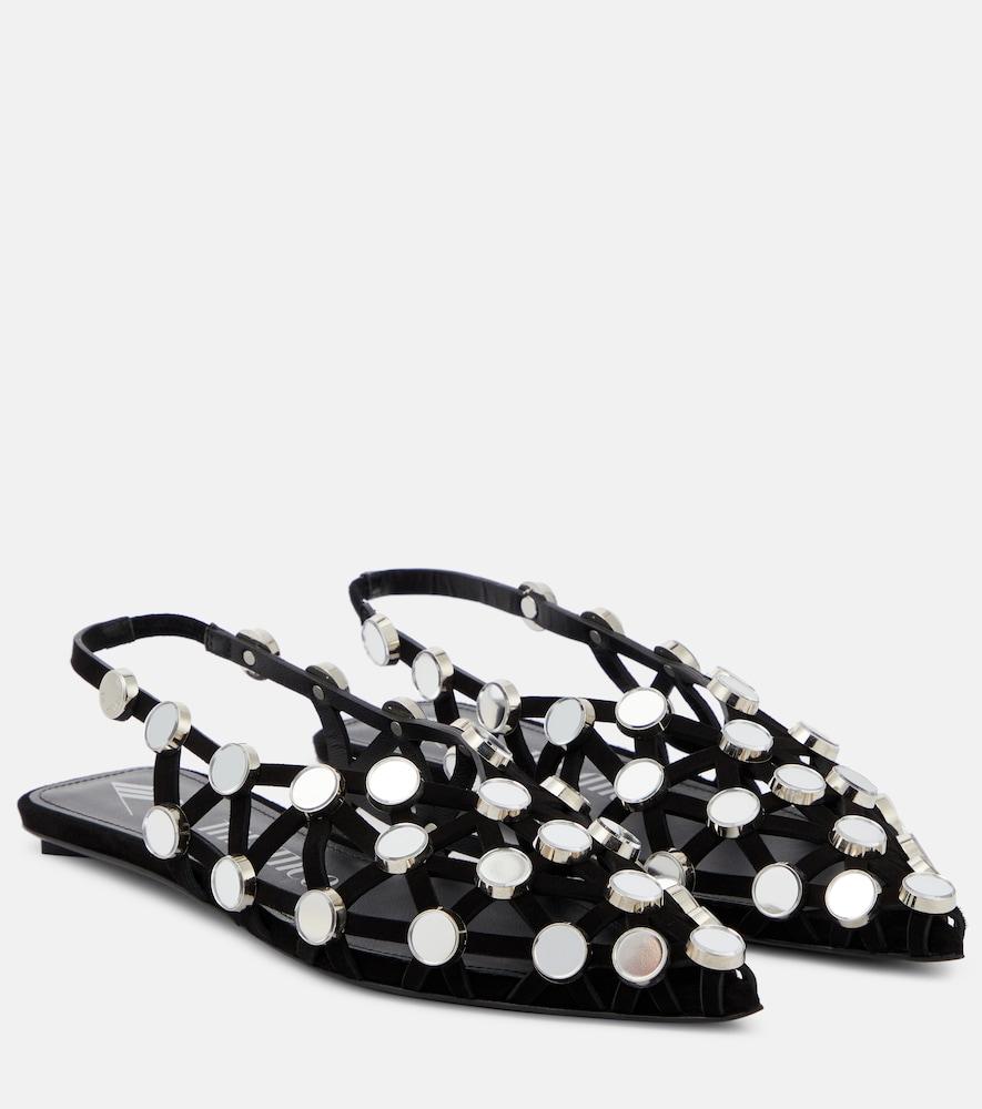 the attico grid embellished suede ballet flats
